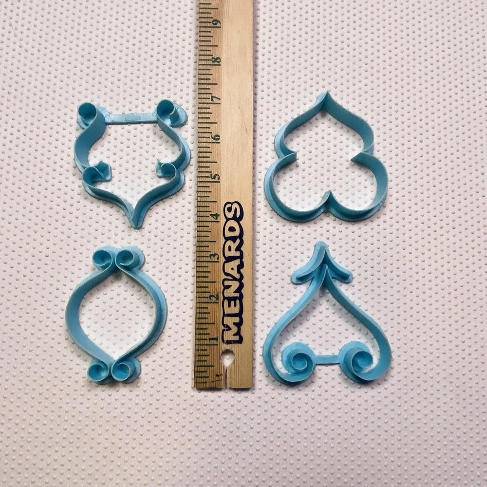 Wilton 1972 Vintage Aquamarine Blue Filigree Fondant Cookie Press Tools Set of 8